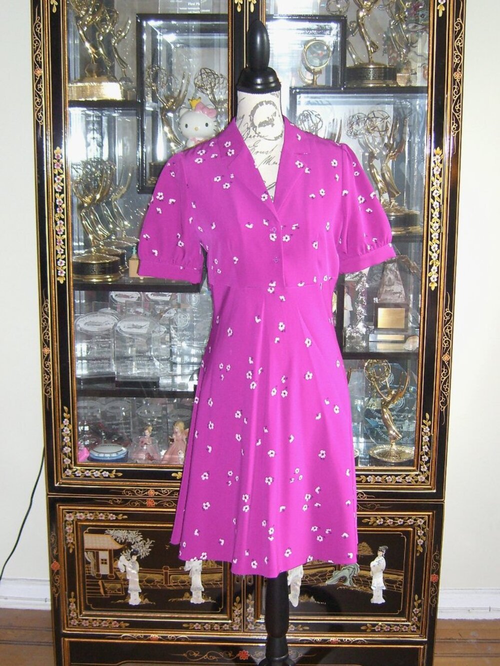 DKNY PURPLE A-LINE DRESS WITH WHITE FLOWER PRINT 4
